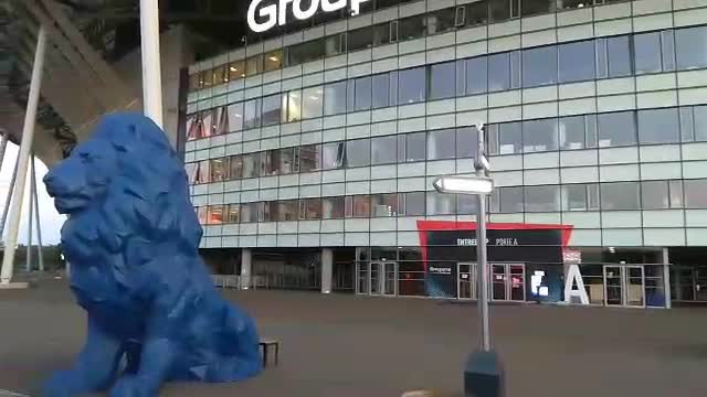 Синий лев у стадиона «Лиона»