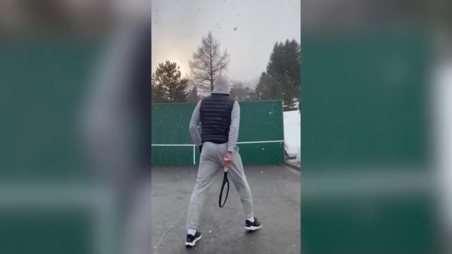 Федерер оттачивает твиннер даже под снегопадом