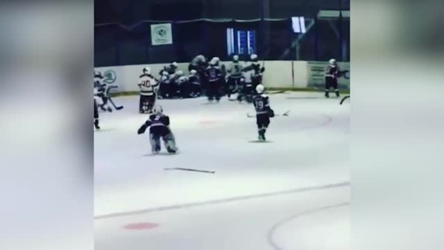 10-летние хоккеисты устроили массовую драку