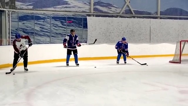 Аршавин и Быстров провели хоккейную тренировку и по разу упали