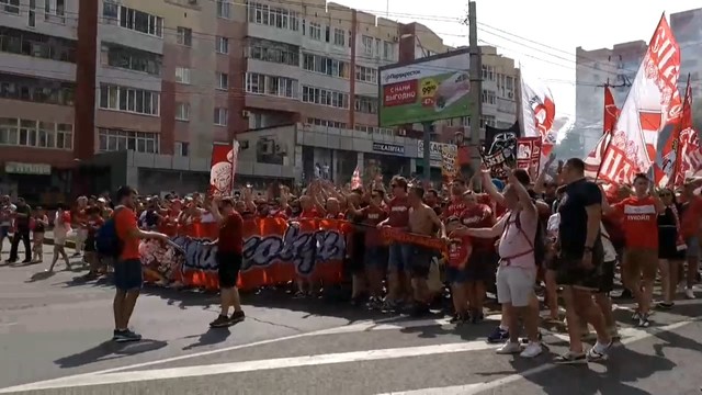 Шествие фанатов «Спартака» в Саранске