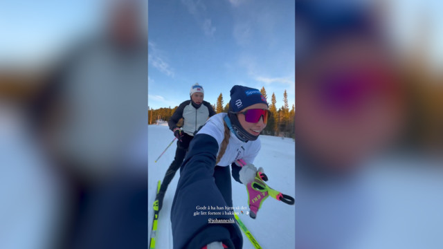 Клебо катается с девушкой на лыжах после «Тур де Ски»