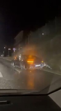 Последствия аварии Антонелли на подаренном «Мерседесе»