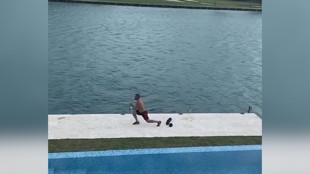 Жена Овечкина показала тренировку мужа на берегу реки