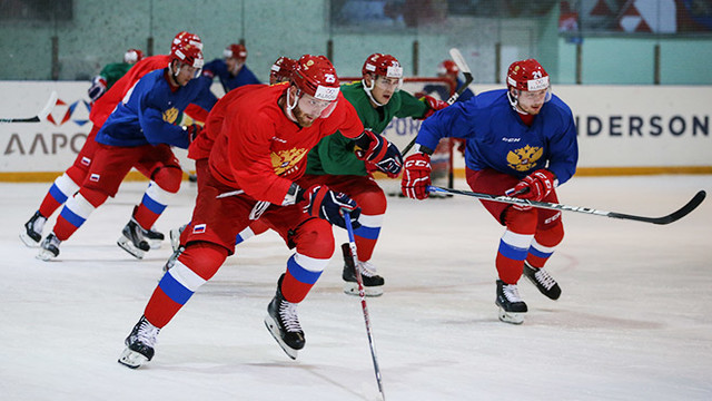 Тренировка сборной России перед матчем со Швецией
