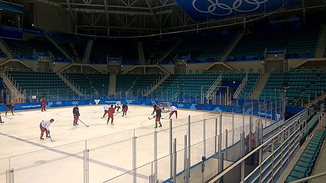 Тренировка сборной России по хоккею перед финалом Олимпиады