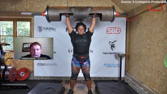 Томпсон установила мировой рекорд, подняв бревно весом 135 кг