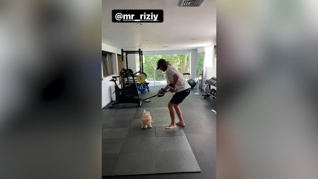 Панарин тренирует дриблинг в спарринге с собакой