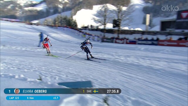 Эберг выиграла гонку преследования в Хохфильцене, Хекки — вторая, Тандреволд — третья